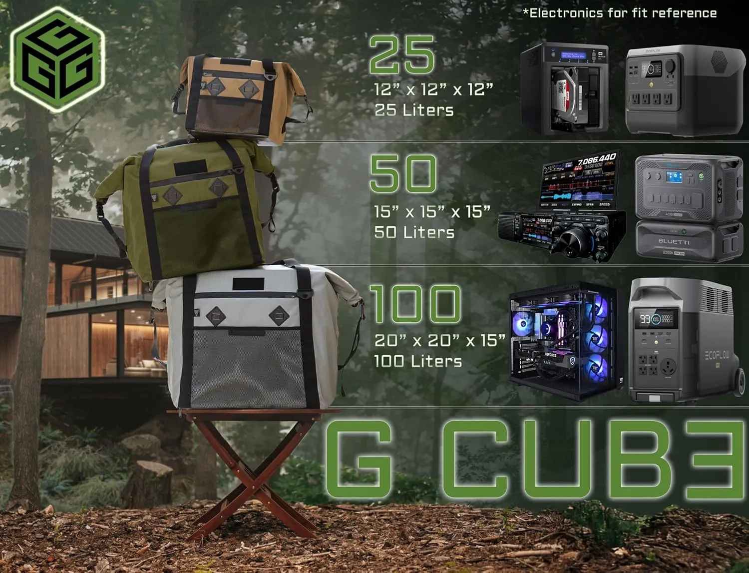~ G CUB 50 Faraday Bag for Small to Medium Generators and Electronics ~ Protects Against EMP/CME/EMF/RF ~ Diamond Form Farday Lined Interior ~ Coyote Brown