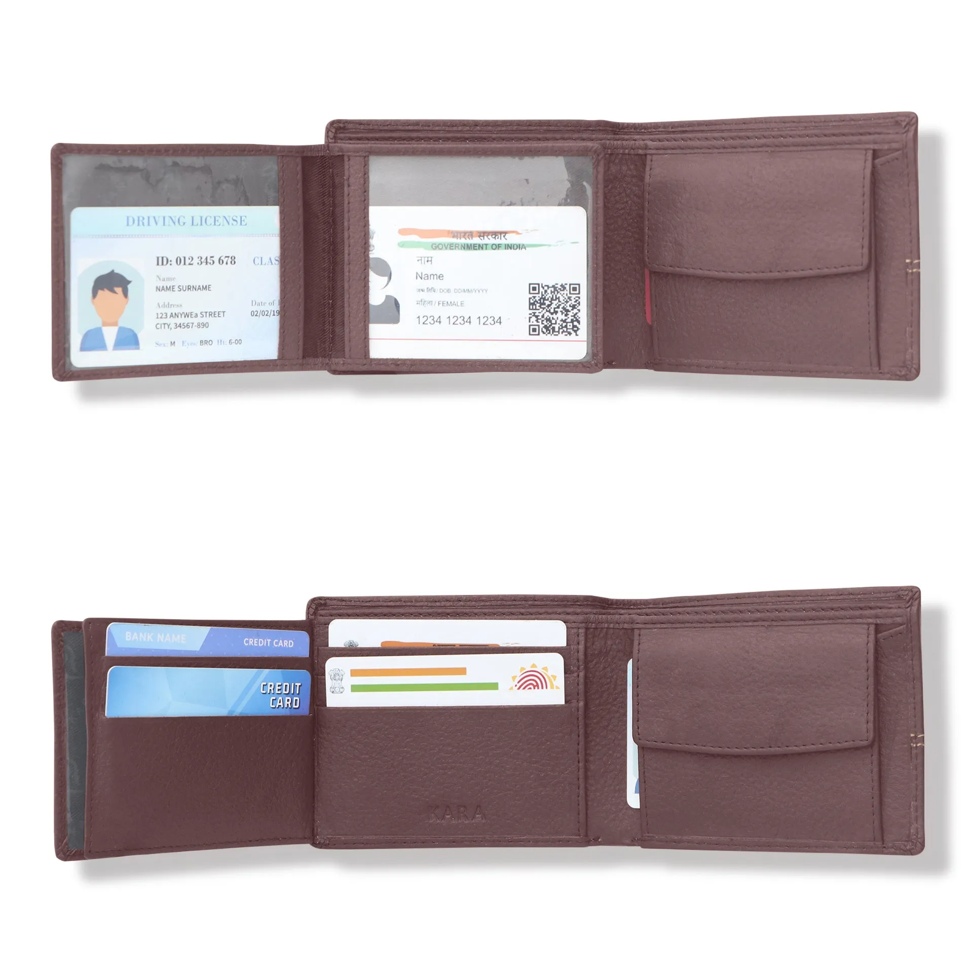 10085 Maroon Contrast Stitched Wallet