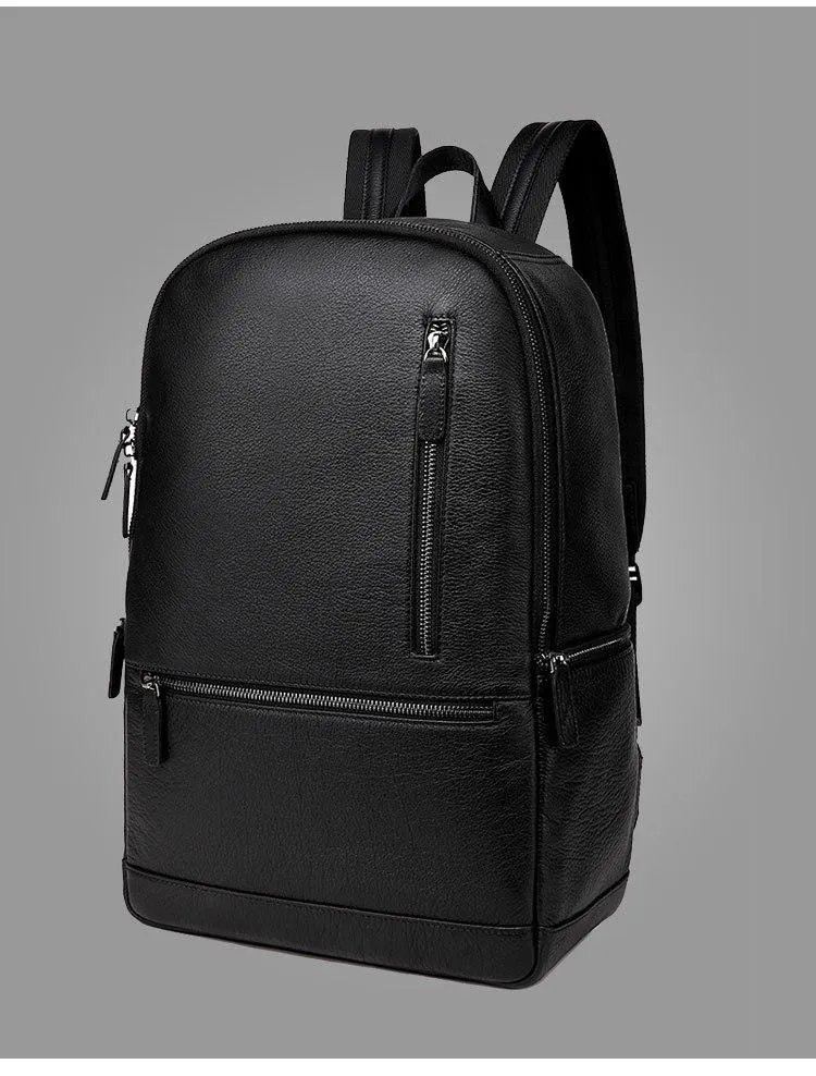 14" Black Minimal Backpack with Front Zipper