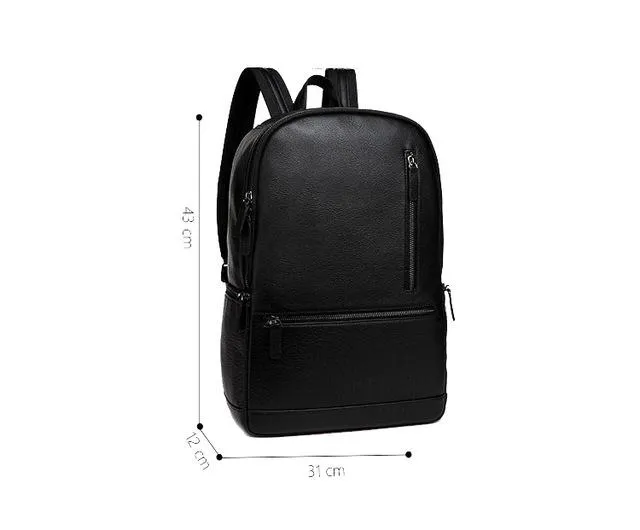 14" Black Minimal Backpack with Front Zipper