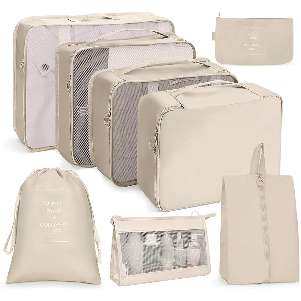 8PCS Travel Luggage Organizers Set:High-Quality Material: Made from durable, waterproof cloth, these organizer bags protect your belongings from moisture and wear.