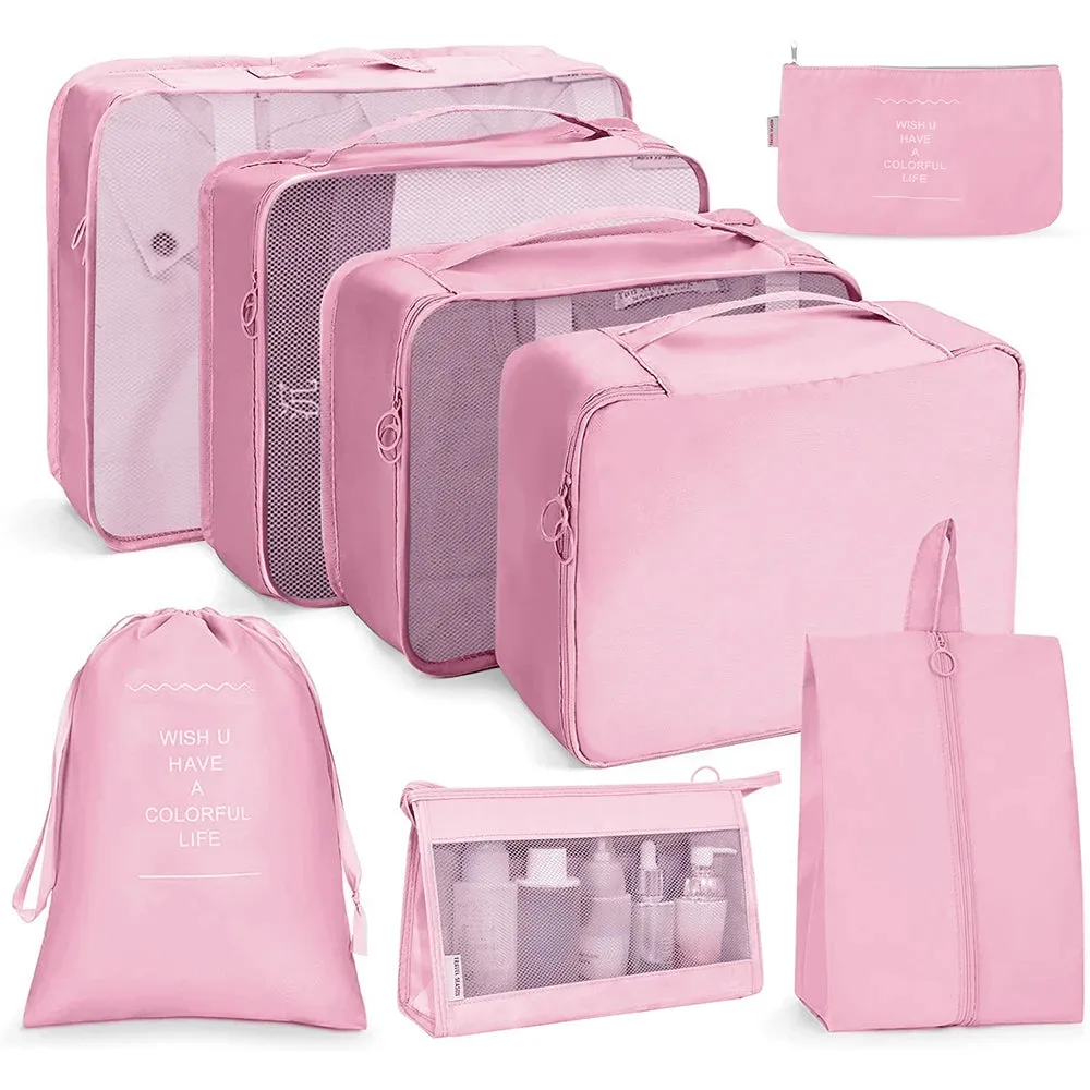 8PCS Travel Luggage Organizers Set:High-Quality Material: Made from durable, waterproof cloth, these organizer bags protect your belongings from moisture and wear.