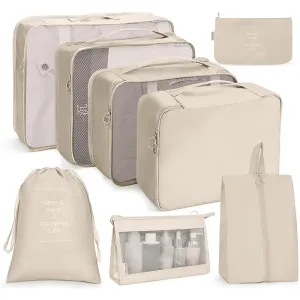 8PCS Travel Luggage Organizers Set:High-Quality Material: Made from durable, waterproof cloth, these organizer bags protect your belongings from moisture and wear.