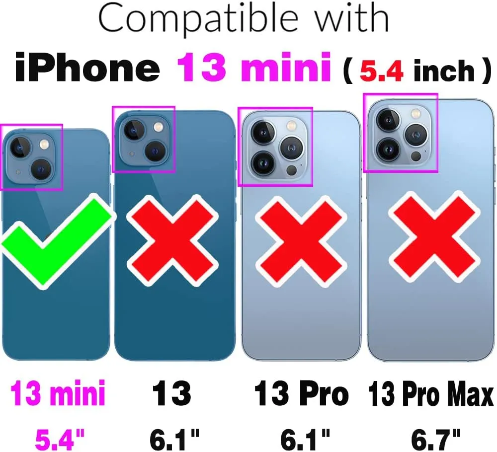 Argyle Wallet Case for iPhone 13 Mini 5.4 inch Wrist Strap Shoulder Strap Card Slots Zipper Purse Stand Phone Cover for iPhone13mini i-Phone 13minicase i iPhone13 13mini Women Girls Purple