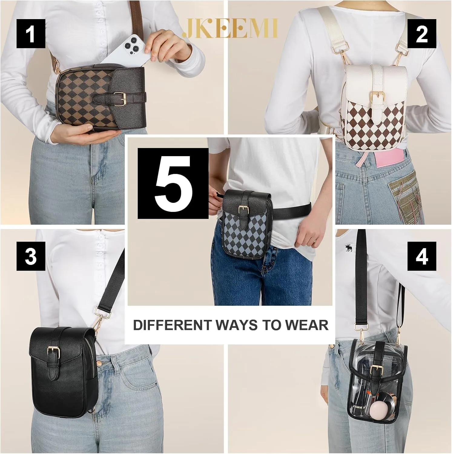 Black Crossbody Bags Sling Purses for Women Trendy, Convertible Multi Position Waist Pack Anti-theft Sling Bag for Travel