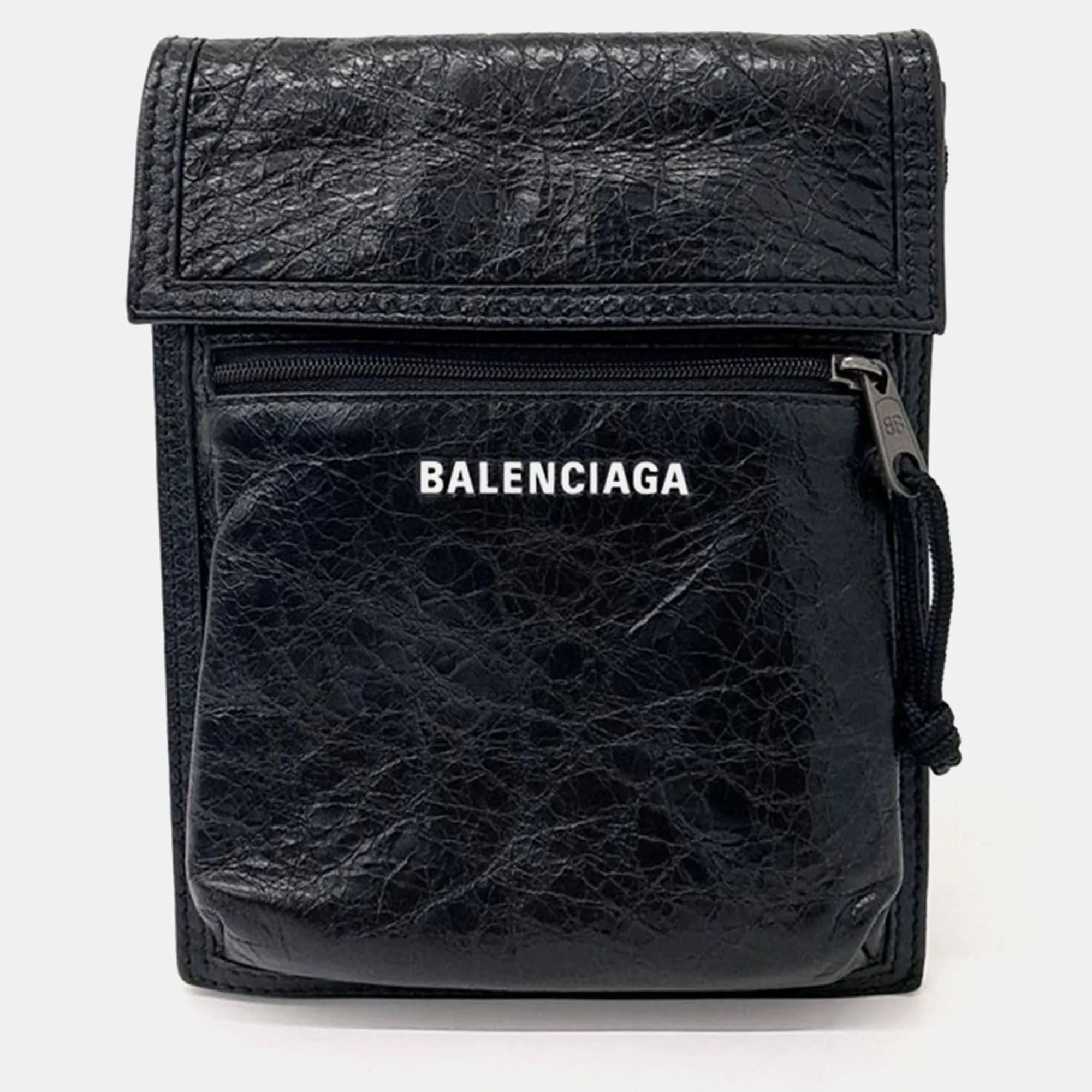 Black Leather Explorer Mini Crossbody Bag