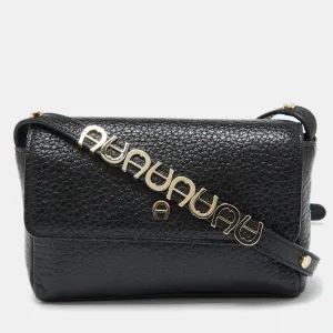 Black Leather Flap Crossbody Bag