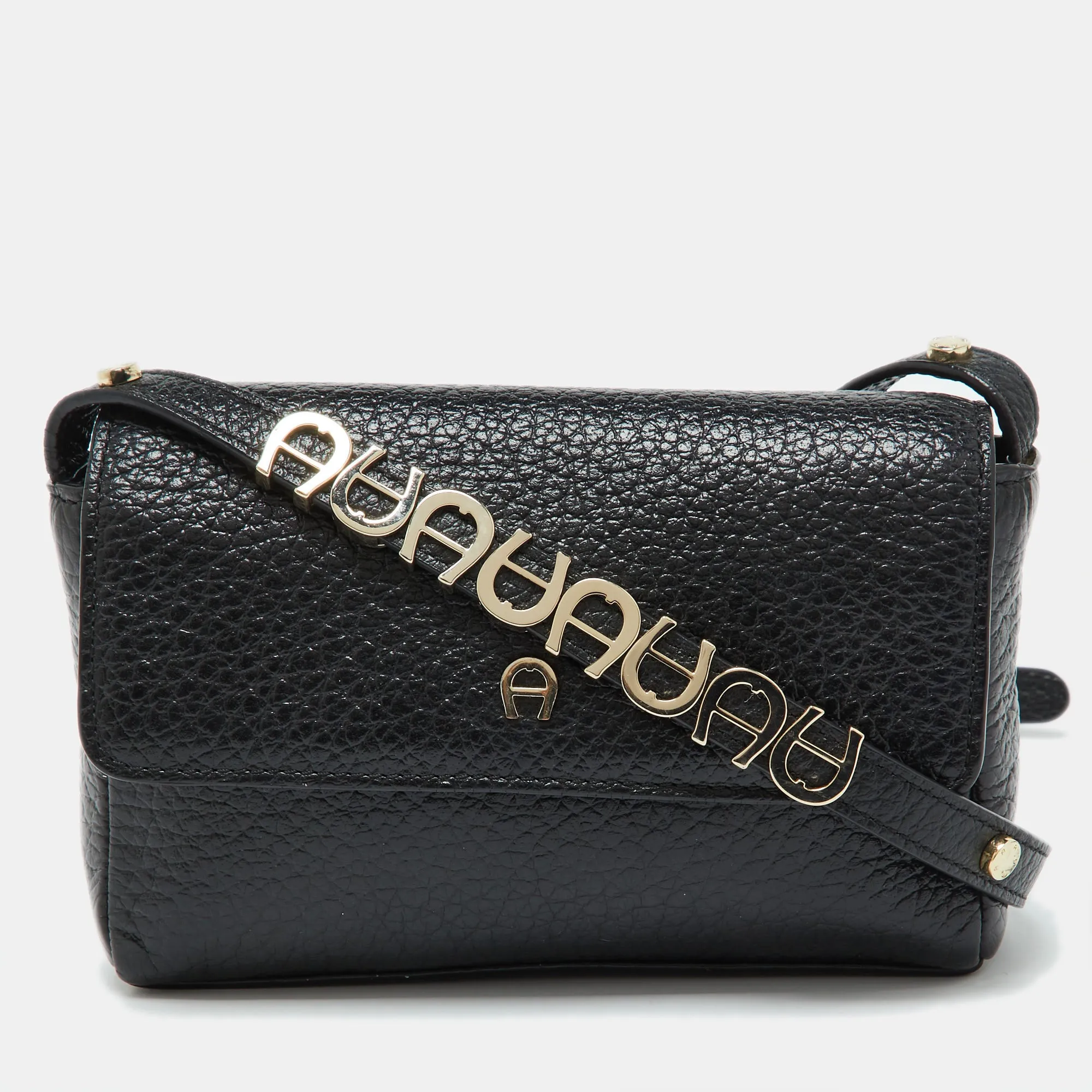 Black Leather Flap Crossbody Bag