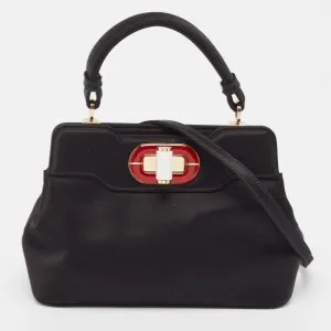 Black Satin Mini Isabella Rossellini Top Handle Bag
