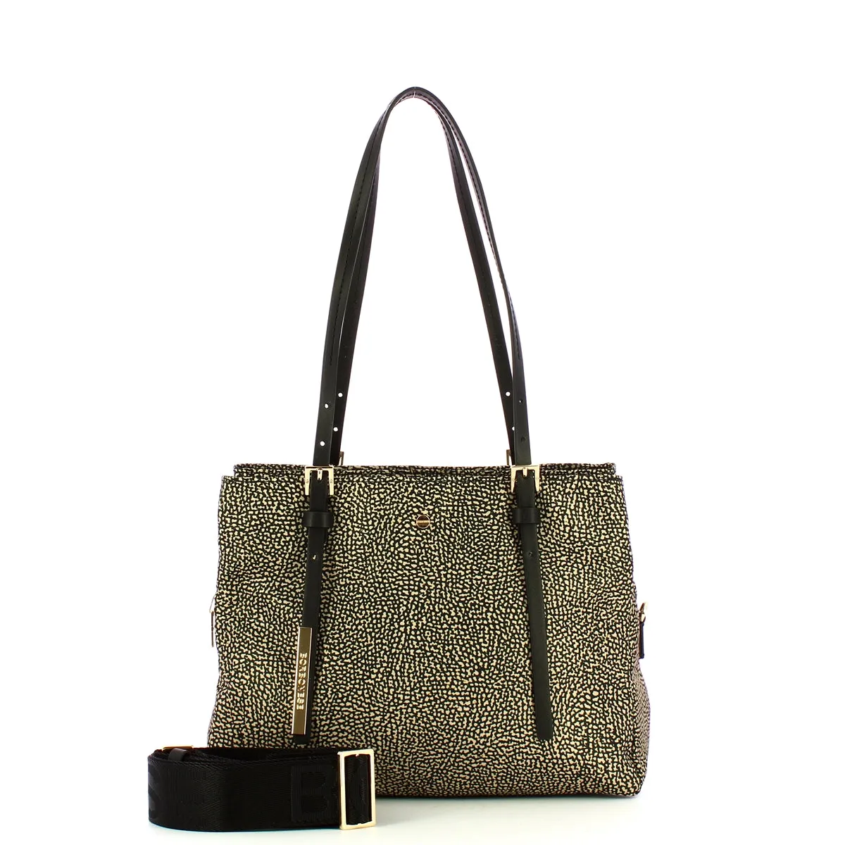 Borbonese - Medium OP Natural Black Tote - 933777AH1 - OP/NATURALE/NERO