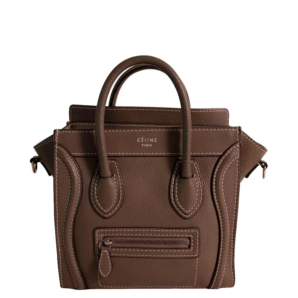 Brown Leather Nano Luggage Tote Bag