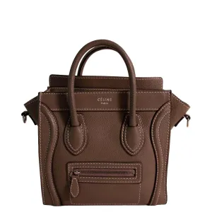 Brown Leather Nano Luggage Tote Bag