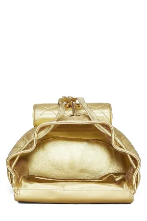 Chanel,  Metallic Gold Quilted Leather Classic Backpack Mini, Gold