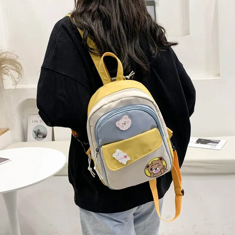 Christmas Gift Cute Japanese Contrasting Color Backpack Small Nylon Backpack For Teenage Girls Multifunctional Mini Shoulder Bag Small Backpack
