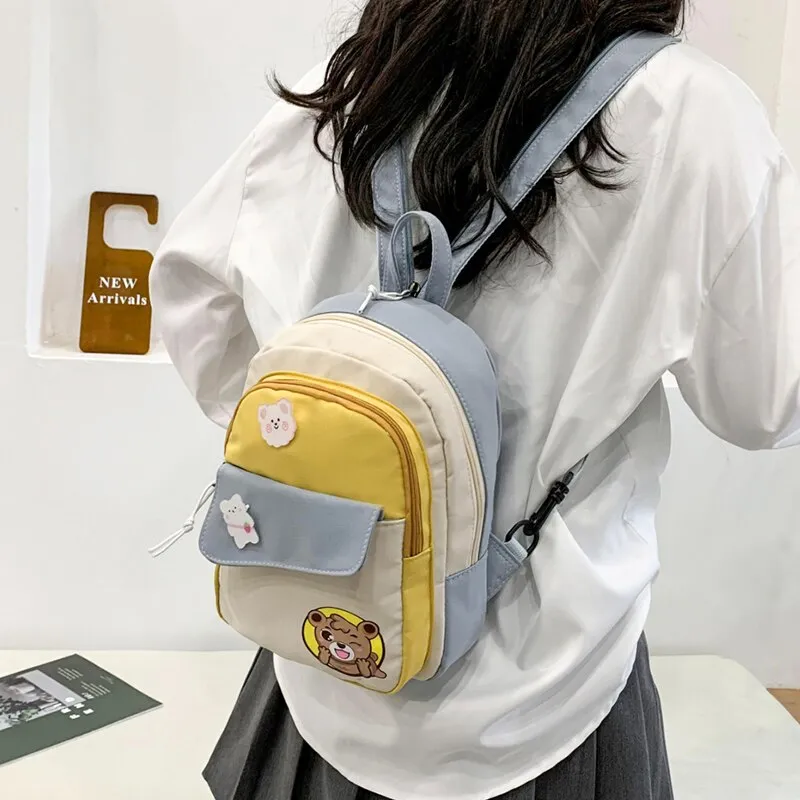 Christmas Gift Cute Japanese Contrasting Color Backpack Small Nylon Backpack For Teenage Girls Multifunctional Mini Shoulder Bag Small Backpack