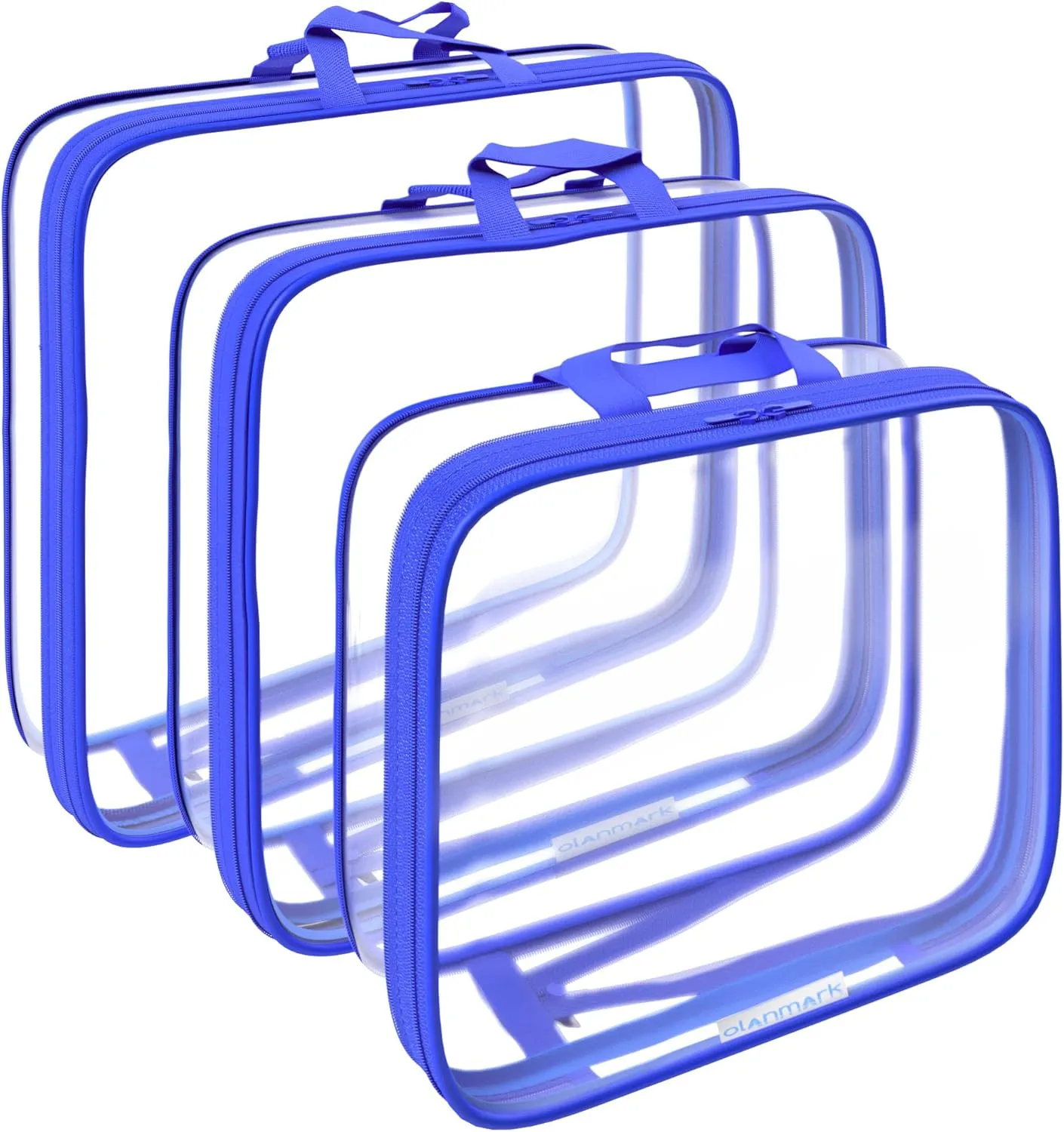 Clear Compression Packing Cubes 3 Set - Bags for Travel - Luggage Cube Organizer - Navy