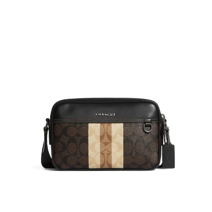 Coach C9965 Graham Crossbody In Blocked Signature Canvas With Varsity Stripe Mahogany Multi