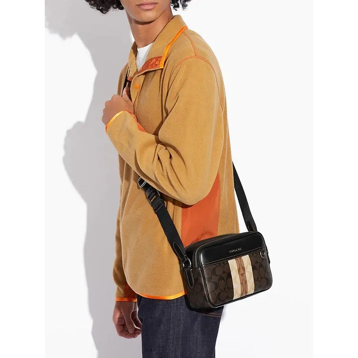 Coach C9965 Graham Crossbody In Blocked Signature Canvas With Varsity Stripe Mahogany Multi