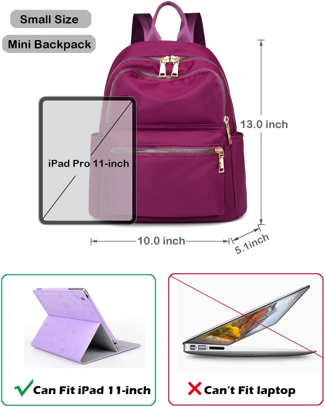 Collsants Small Backpack for Women Mini Backpack Small Backpack Purse Nylon Day Packs Fashion Backpacks(black)