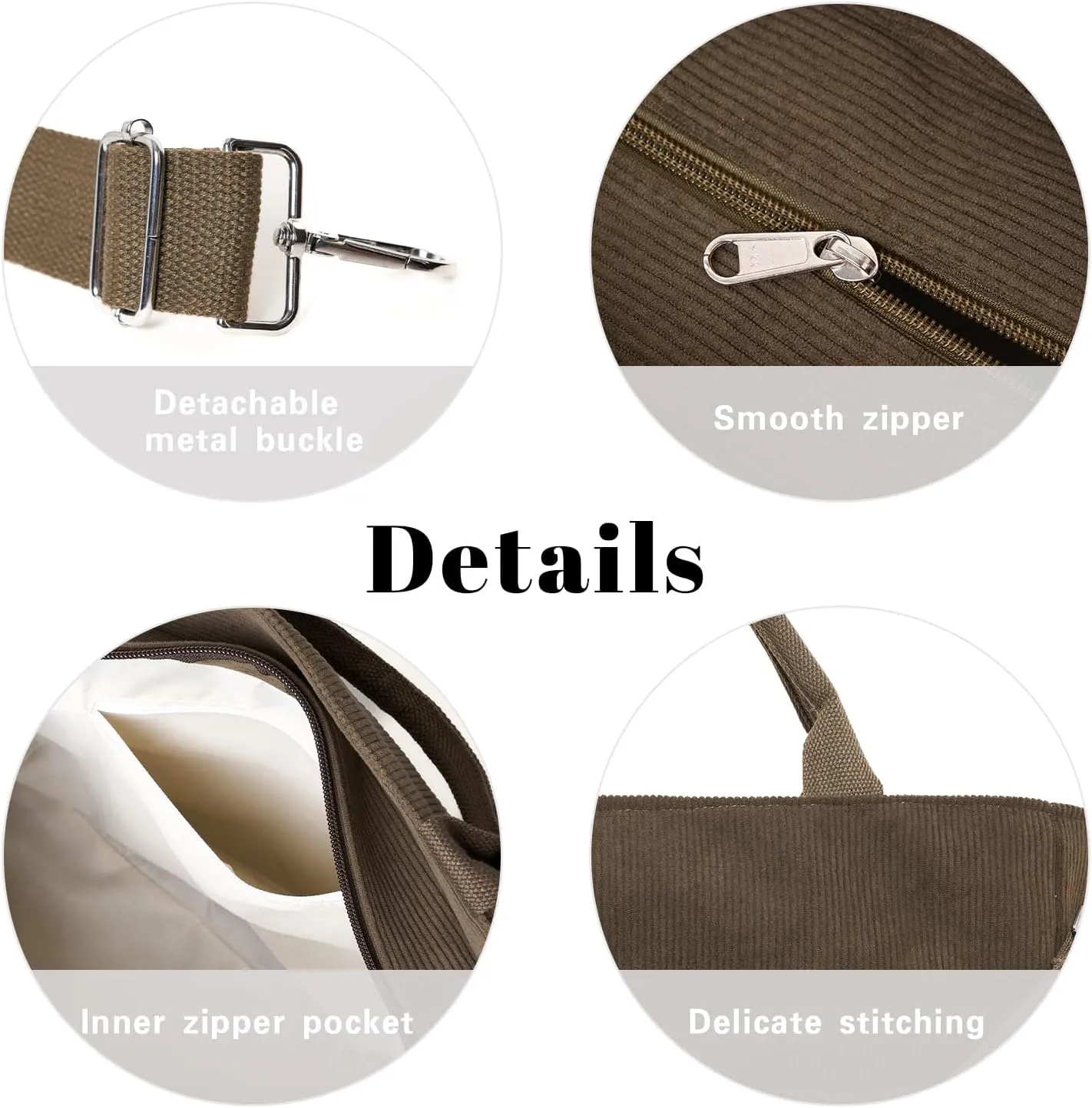 Corduroy Tote Bag for Women Large Crossbody Bags Shoulder Tote Bag with Multi Pockets Satchel Bags Handbag for Work
