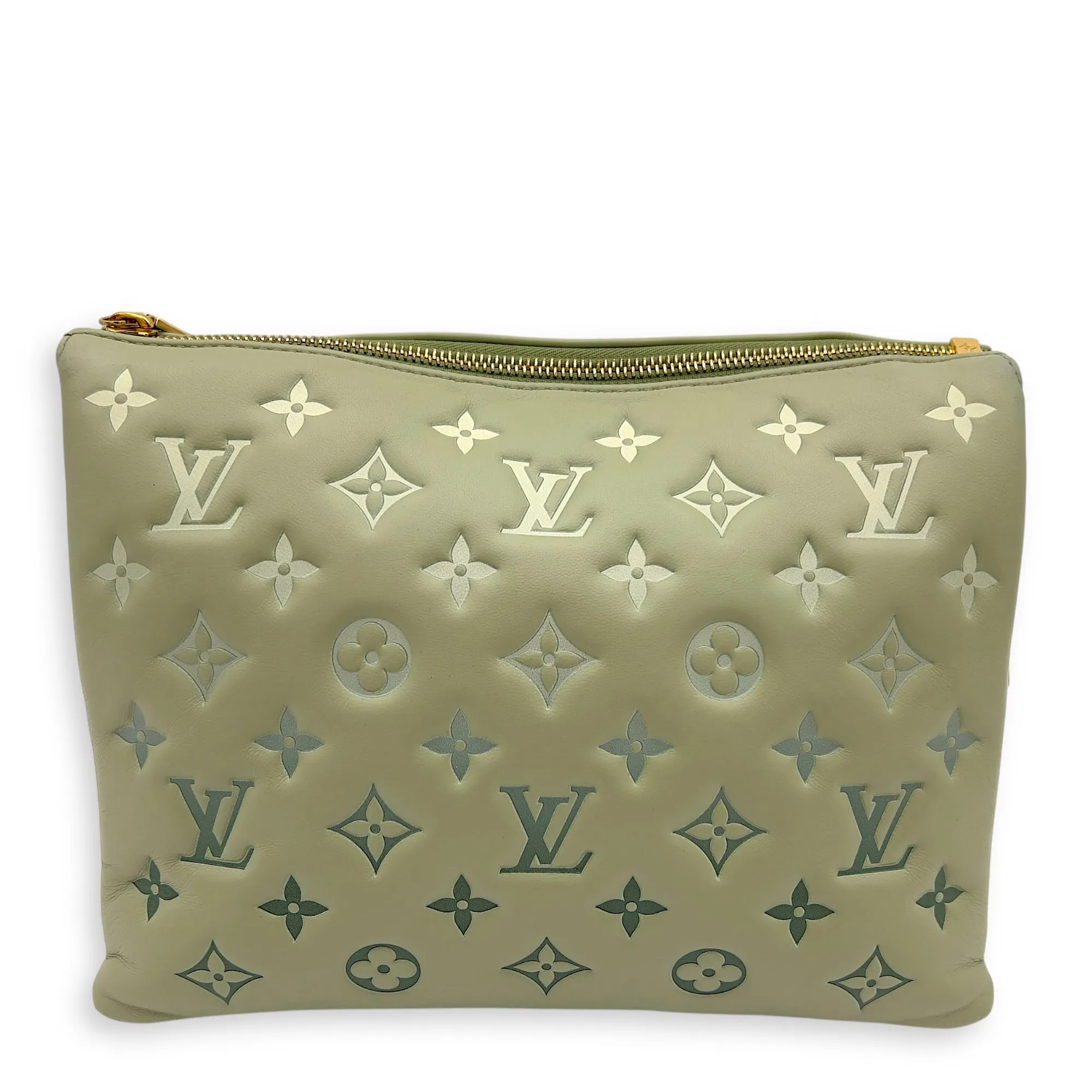 Coussin Crossbody Bag MM Green in Calfskin, Gold hardware