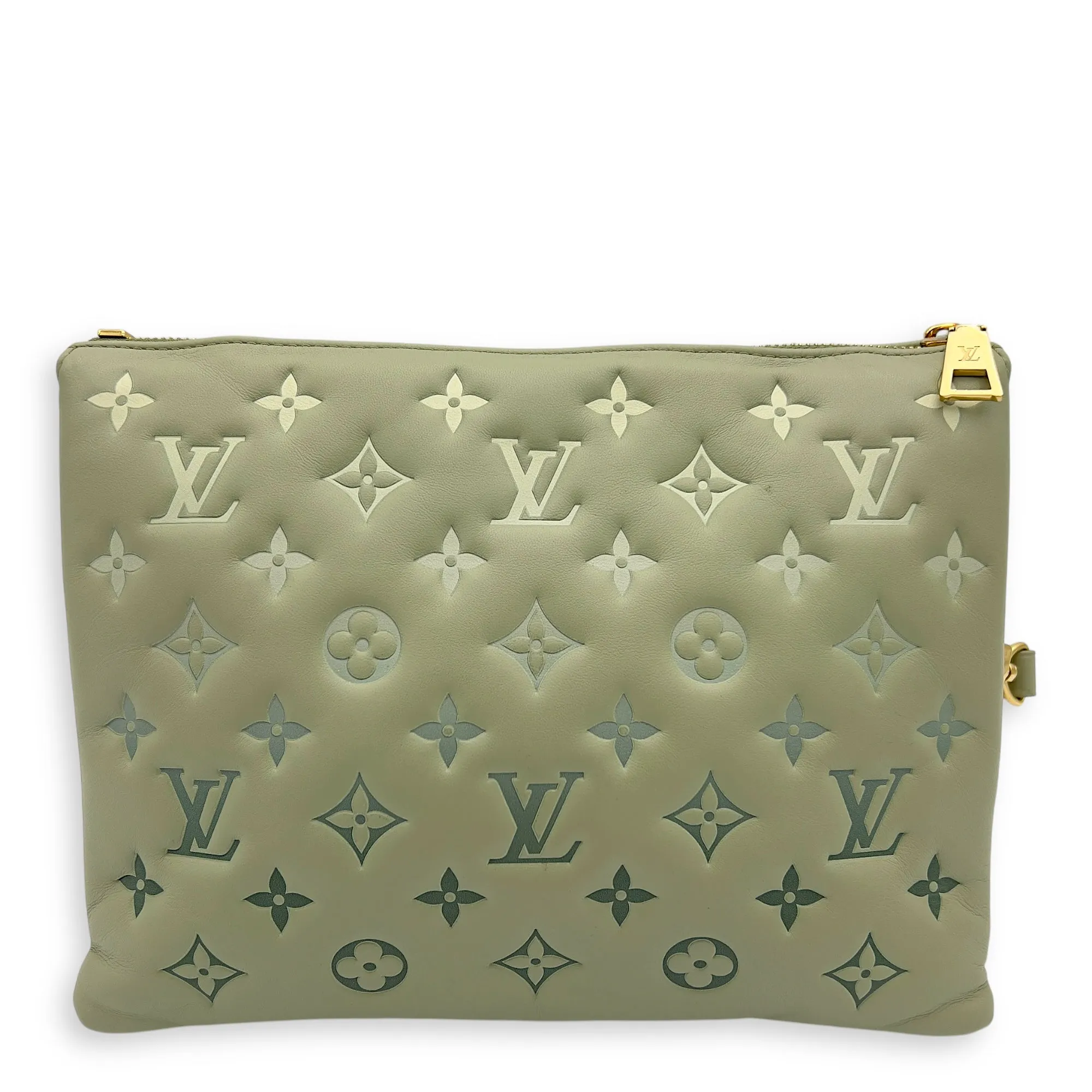Coussin Crossbody Bag MM Green in Calfskin, Gold hardware