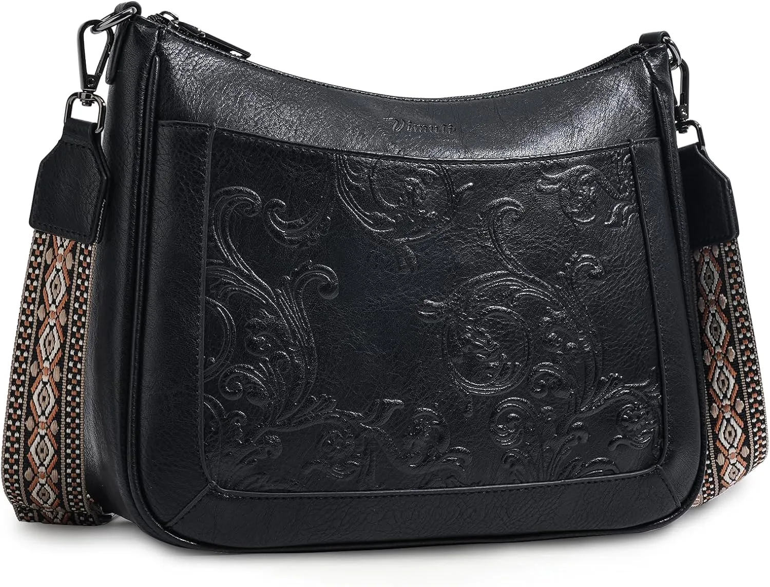 Crossbody Bags for Women,Vegan Leather Crossbody Purse with Adjustable Strap Embossed Flower Women's Shoulder Handbags