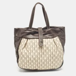 Dark Brown/Off White Monogram Canvas and Leather Flap Hobo