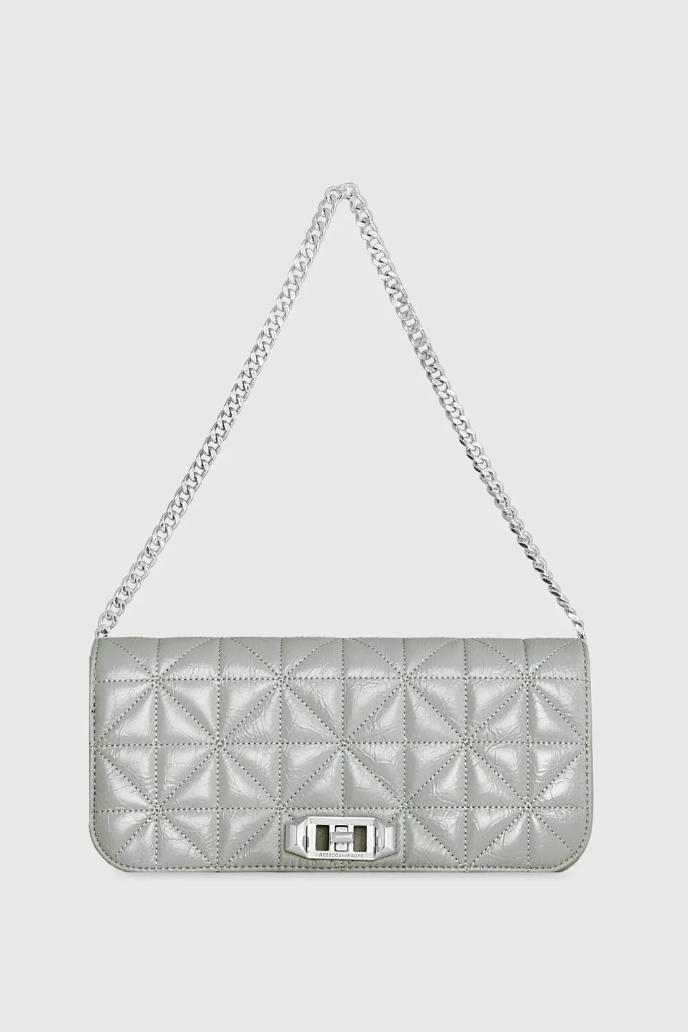 Deco Quilted Clutch Bag In Dove