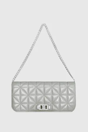 Deco Quilted Clutch Bag In Dove
