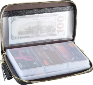 Easyoulife Credit Card Holder Wallet Womens Zipper Leather Case Purse RFID Blocking