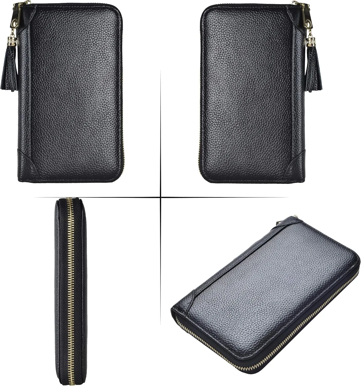 Easyoulife Credit Card Holder Wallet Womens Zipper Leather Case Purse RFID Blocking