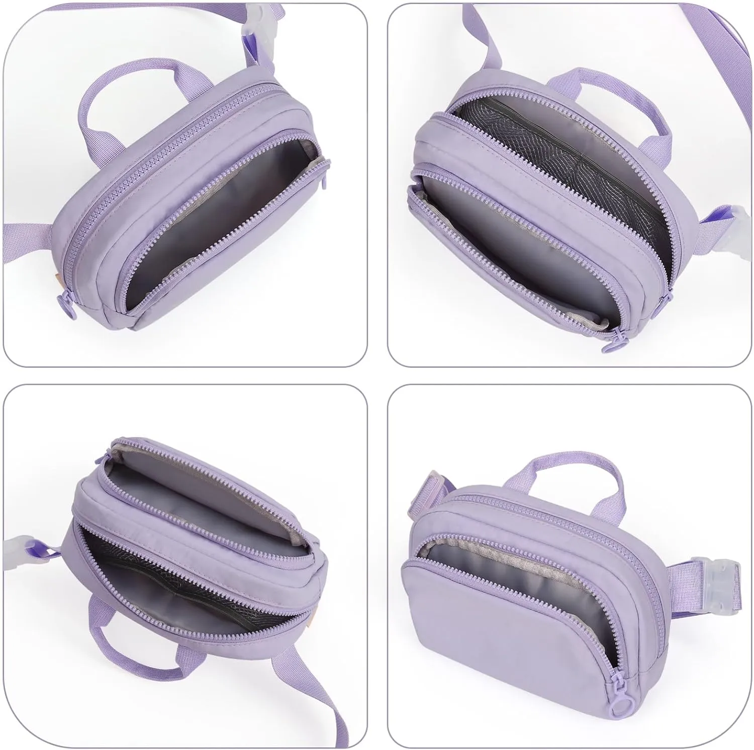Fanny Pack for Women:Crossbody Bag with Two Separate Pockets,Adults Girls Teens Belt Bag Waist Pouch Adjustable Strap 31"-49"