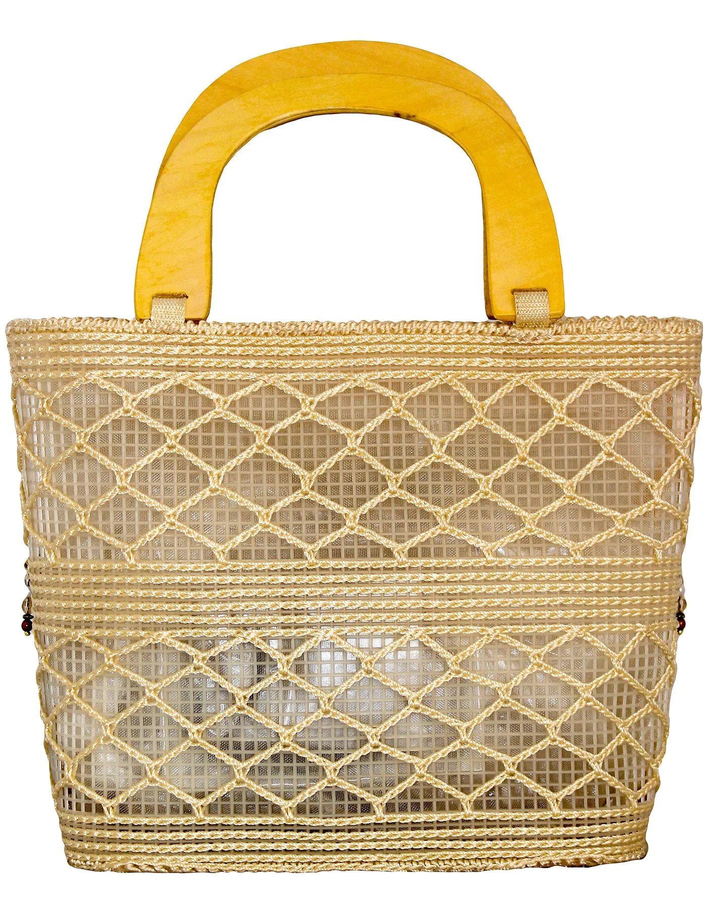 Fino CJK-05074 Straw Beach Bag with Wooden Handles