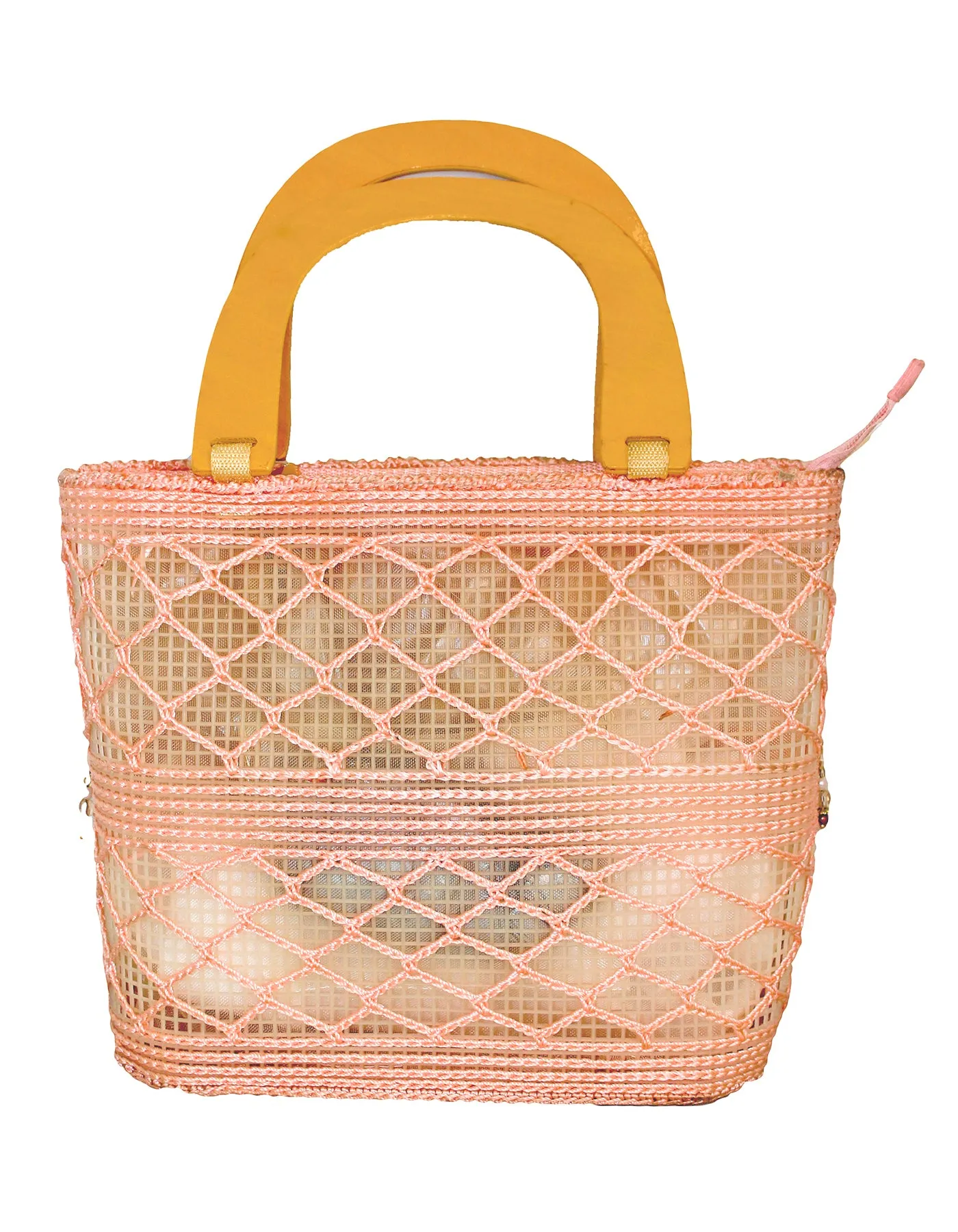 Fino CJK-05074 Straw Beach Bag with Wooden Handles