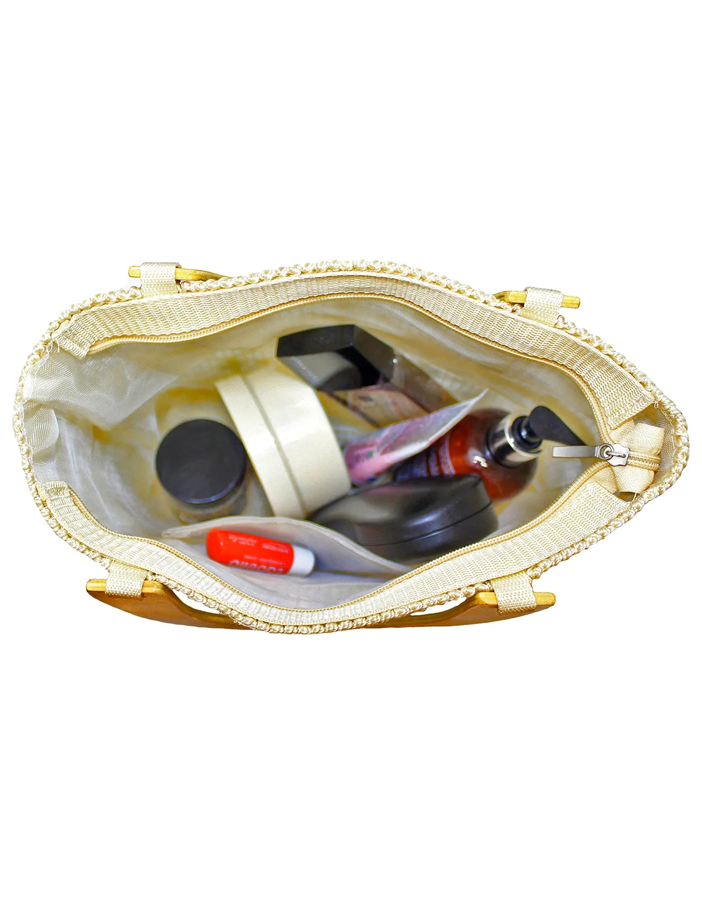 Fino CJK-05074 Straw Beach Bag with Wooden Handles