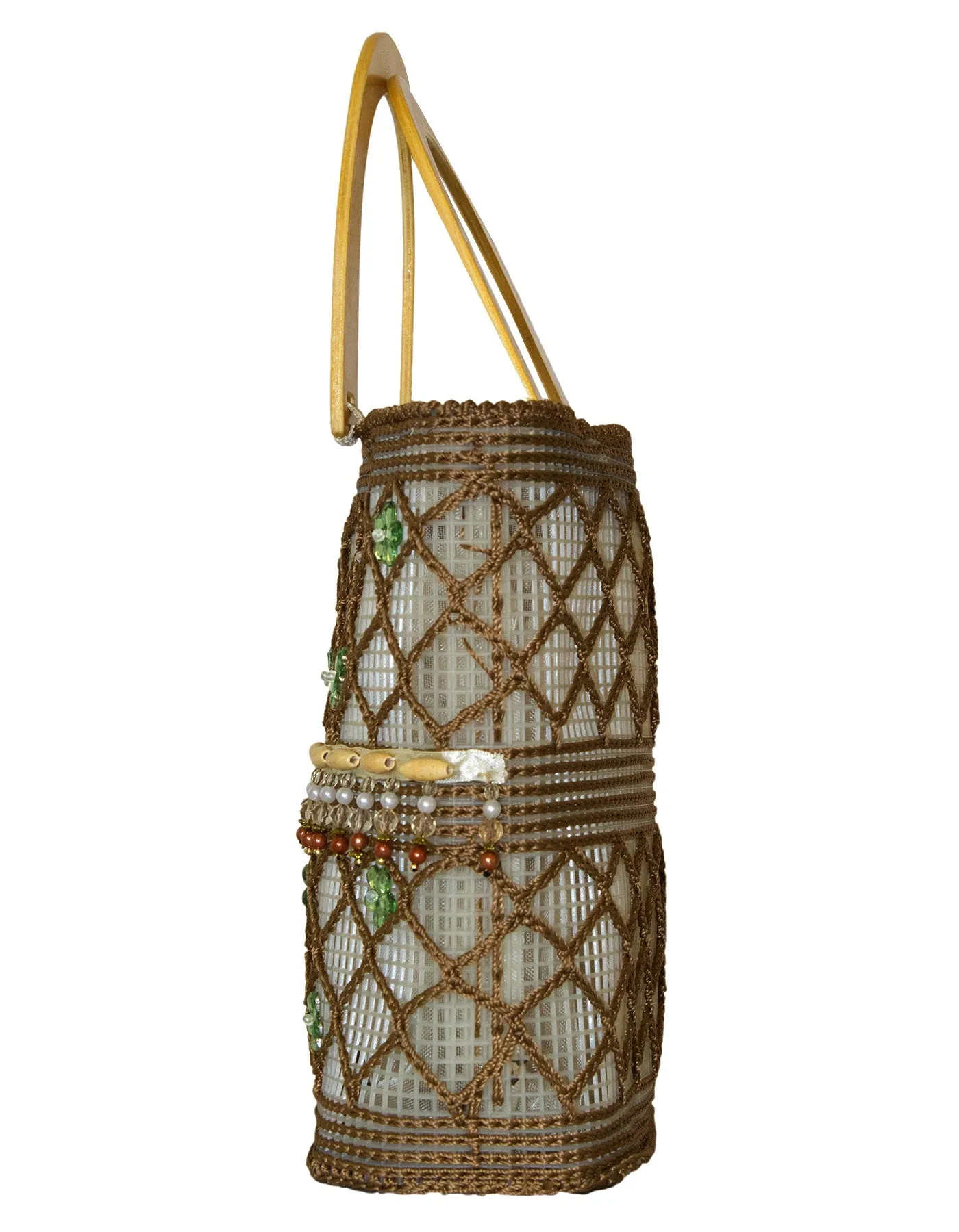 Fino CJK-05074 Straw Beach Bag with Wooden Handles