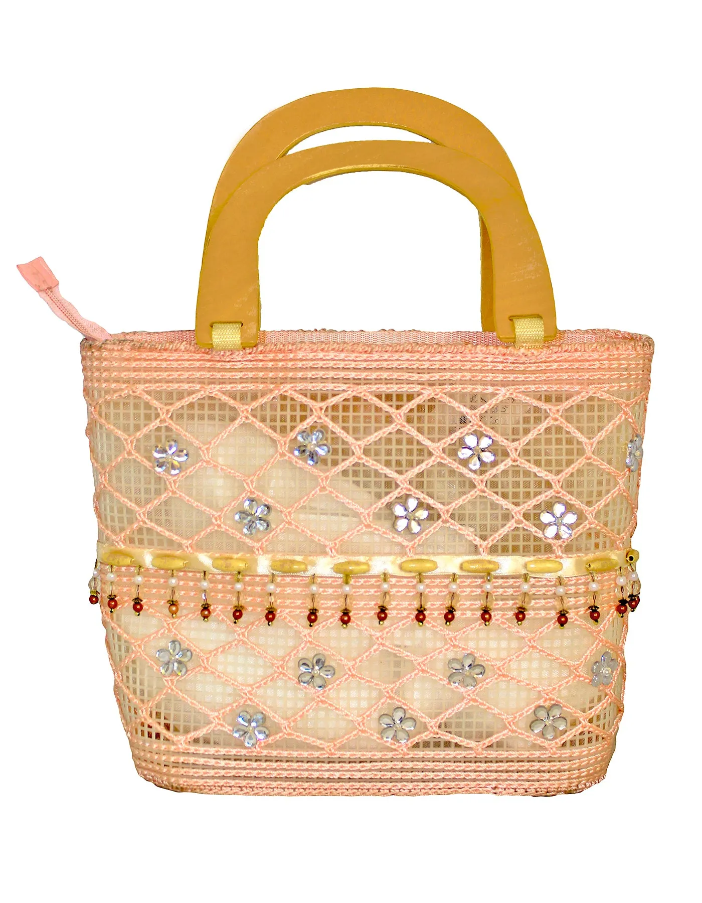 Fino CJK-05074 Straw Beach Bag with Wooden Handles