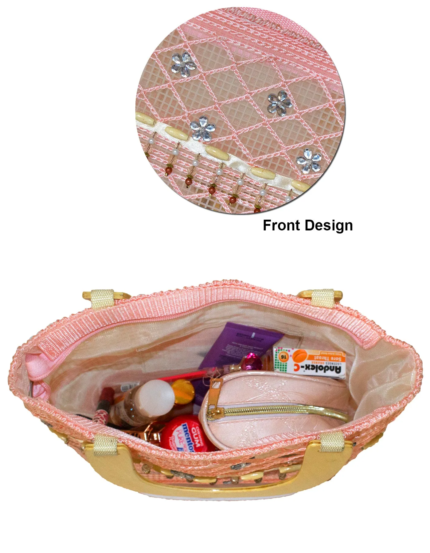 Fino CJK-05074 Straw Beach Bag with Wooden Handles
