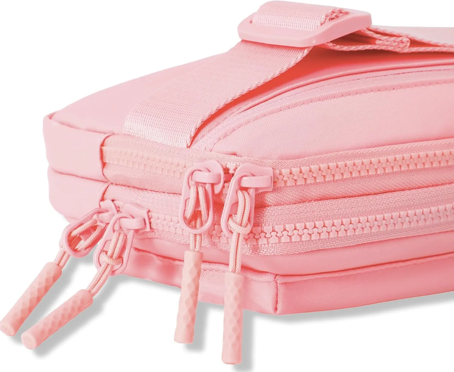 FORZAROCKET Essential  Belt Bag w/Long Strap 70"  Double Compartment  Crossbody Bag w/Extended Strap  Fanny Pack for Women Men  Two-Way Zipper Sling Bag  Travel & Plus Size Friendly, Light Pink