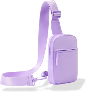 FORZAROCKET Ultralight Sling Bag w/Long Strap 70"  Small Crossbody Bag w/Extended Strap  Women Men Fanny Pack w/Anti-Theft Pocket  Two-Way Durable Zipper  Travel & Plus Size Friendly, Light Purple