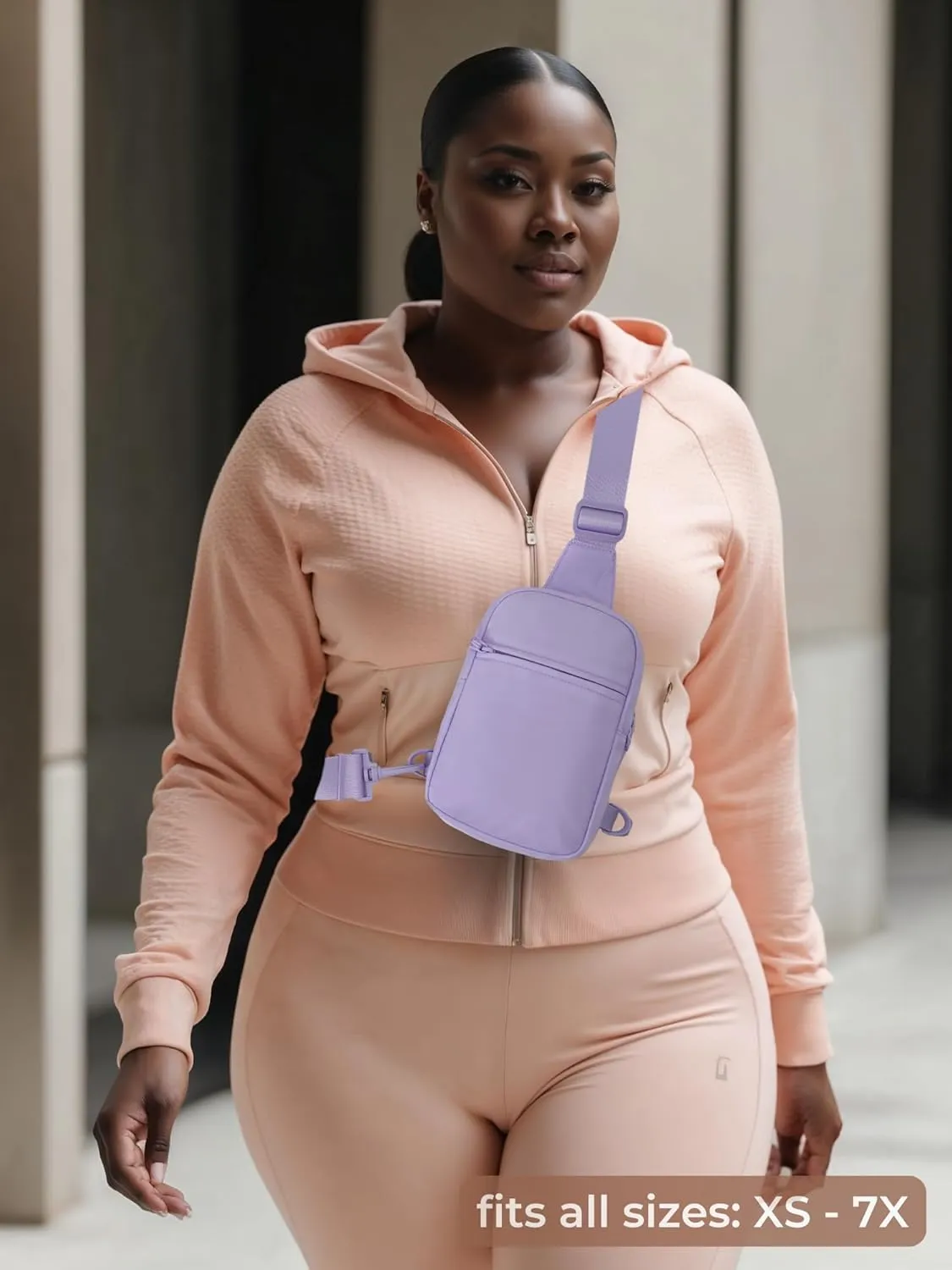 FORZAROCKET Ultralight Sling Bag w/Long Strap 70"  Small Crossbody Bag w/Extended Strap  Women Men Fanny Pack w/Anti-Theft Pocket  Two-Way Durable Zipper  Travel & Plus Size Friendly, Light Purple
