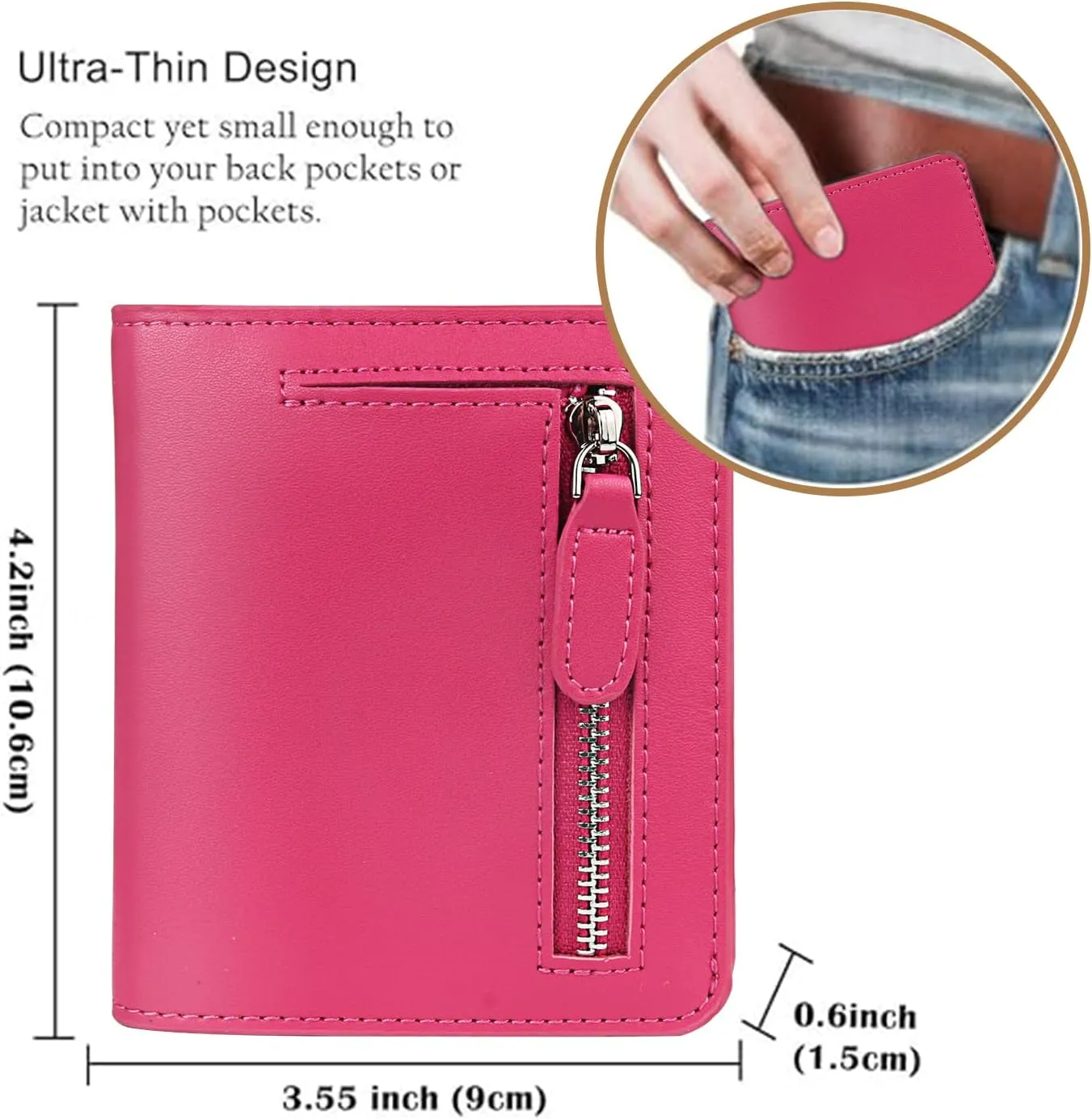 FUNTOR Small Wallets for Women, Ladies Small Compact Bifold Pocket RFID Blocking Genuine Leather Wallet for Women