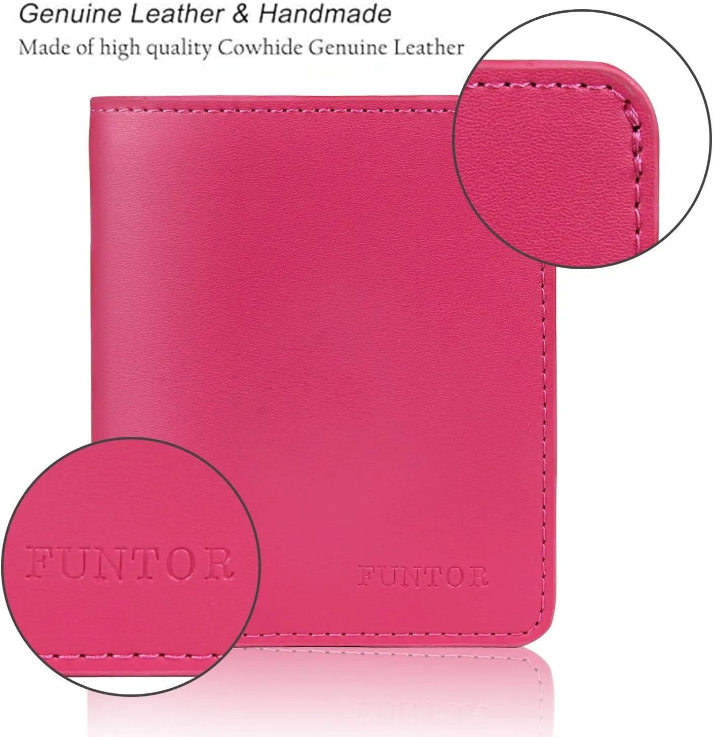 FUNTOR Small Wallets for Women, Ladies Small Compact Bifold Pocket RFID Blocking Genuine Leather Wallet for Women