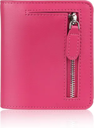 FUNTOR Small Wallets for Women, Ladies Small Compact Bifold Pocket RFID Blocking Genuine Leather Wallet for Women