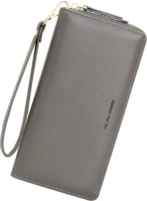 GEEAD Wristlet Wallets for Women PU Leather RFID Blocking Zip Around Long Phone Clutch Wallet
