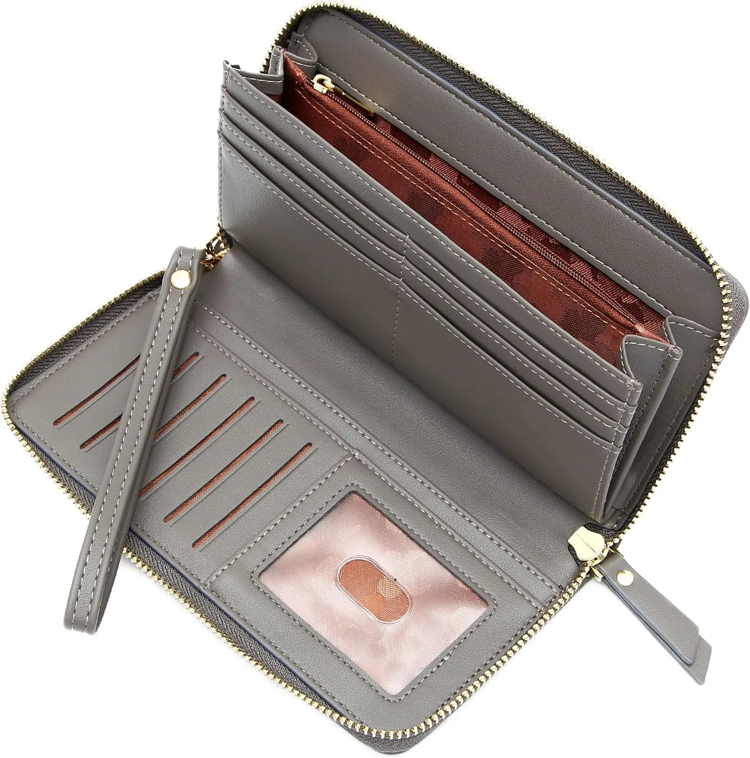 GEEAD Wristlet Wallets for Women PU Leather RFID Blocking Zip Around Long Phone Clutch Wallet