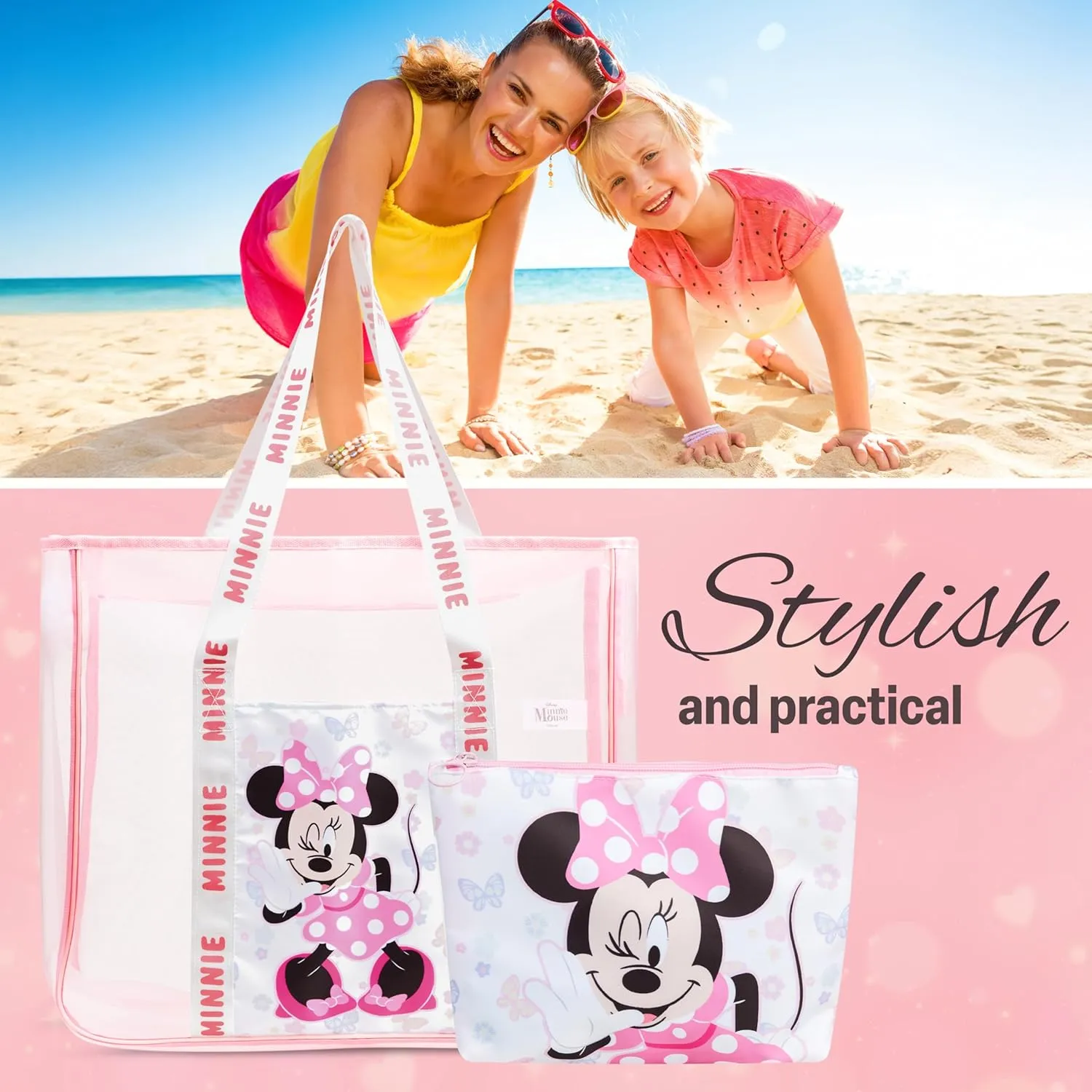Get Trend Tote Bag for Women Teens Mesh Beach Bag Travel Bags with Small Pouch