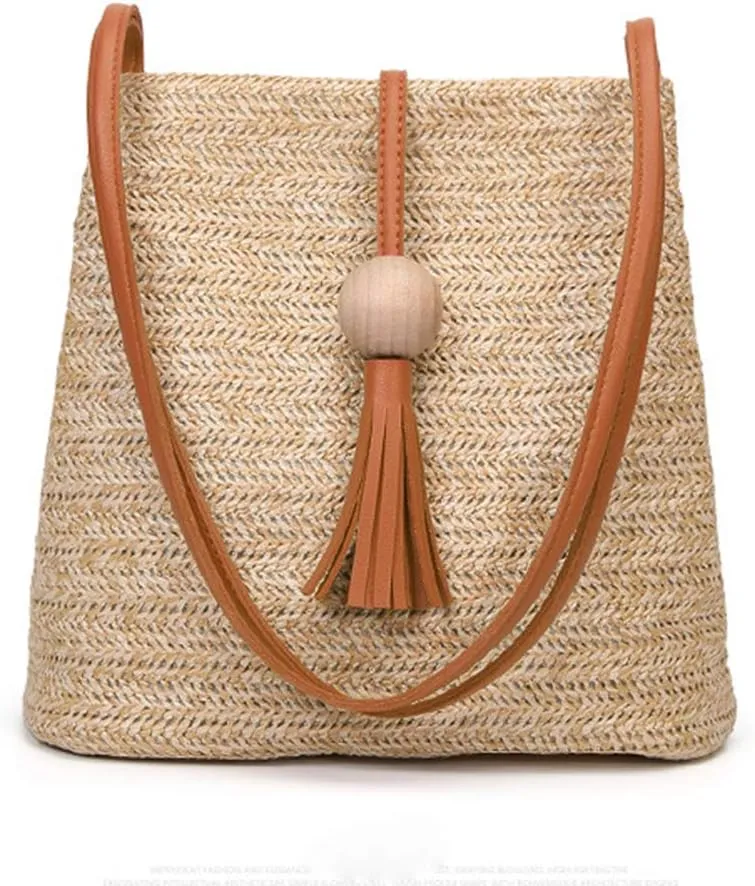 GL-Turelifes Round Summer Straw Bag Big Weave Handbags Beach Shoulder Bags Vocation Tote HandbagsTravel Bag for Women