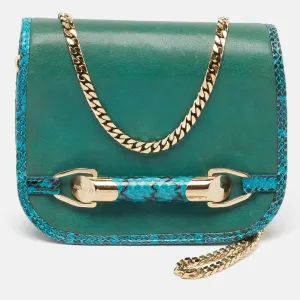 Green Leather and Snakeskin Zadie Crossbody Bag
